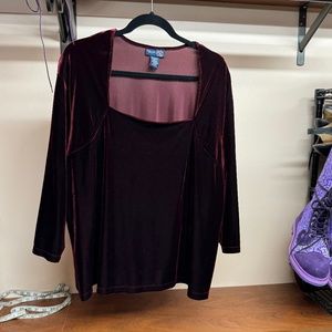 Lane Bryant Burgundy Velvet Top, size 22/24, vintage late 90s
